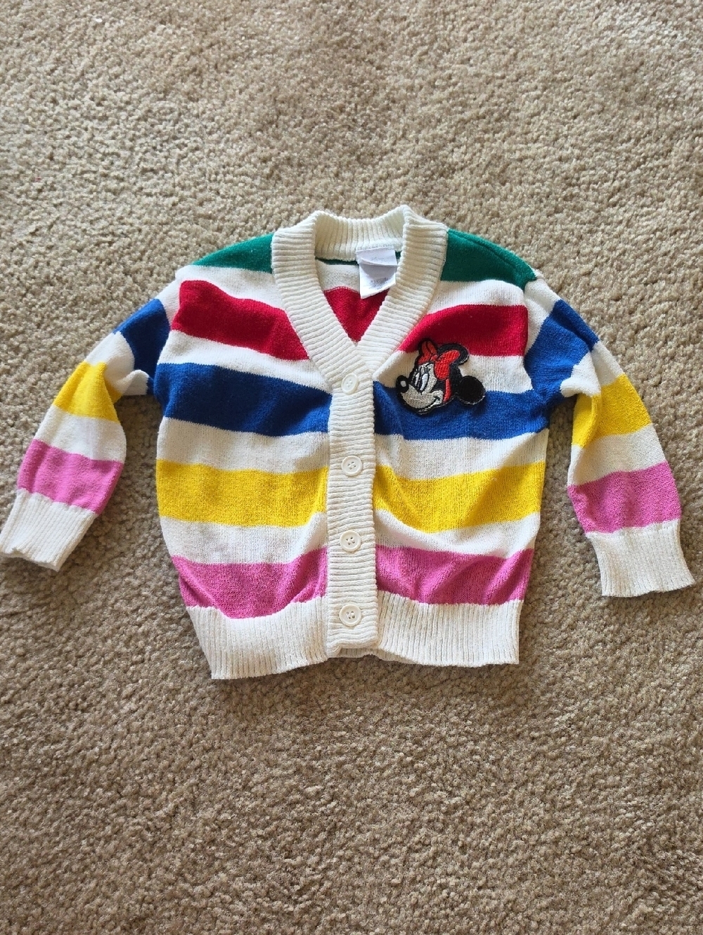 Toddler Girls Minnie Mouse Multicolor Stripe Cardigan 18 Months